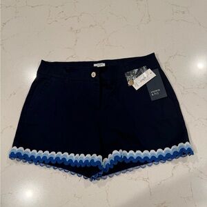 Crown & Ivy  Blue Women's Shorts with White/Blue Rickrack Trim